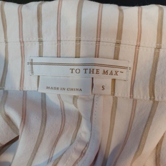 To The Max Womens Sz S Cream Pinstripe Button Front Blazer Stretch Office Career - Picture 9 of 11